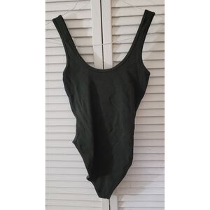 Black Ribbed Lace-Up Bodysuit by Forever 21- size S